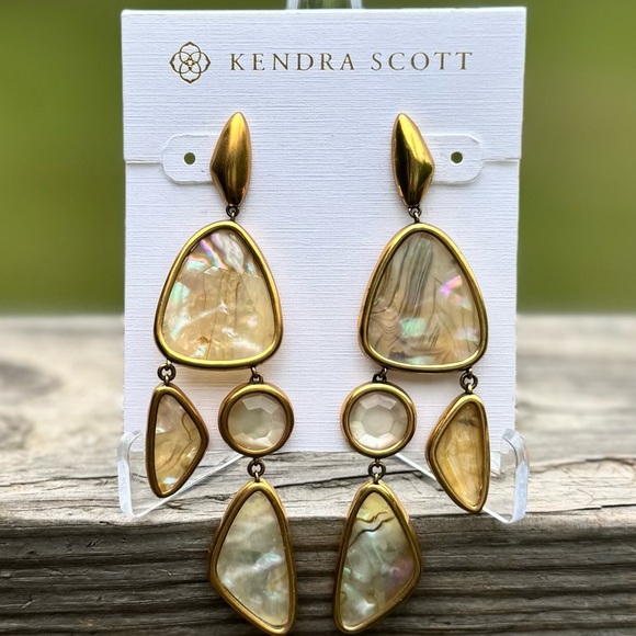 Kendra Scott Margot Vintage Gold Statement Earrings - Picture 1 of 5